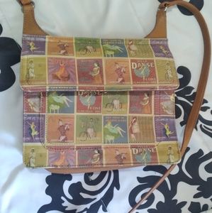 Fossil leather patch work stamp purse